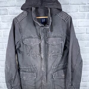 VTG GAP Gray Hooded Canvas Parka Jacket Mens M